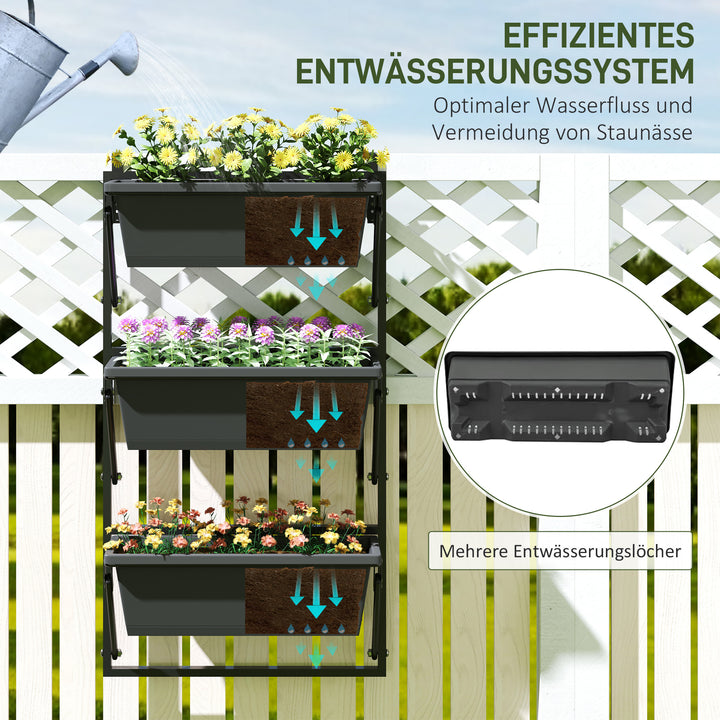 Sæt med urtepotter med huller, 56x42 cm plantepotter, firkantet plantepotte, plastik mørkegrå