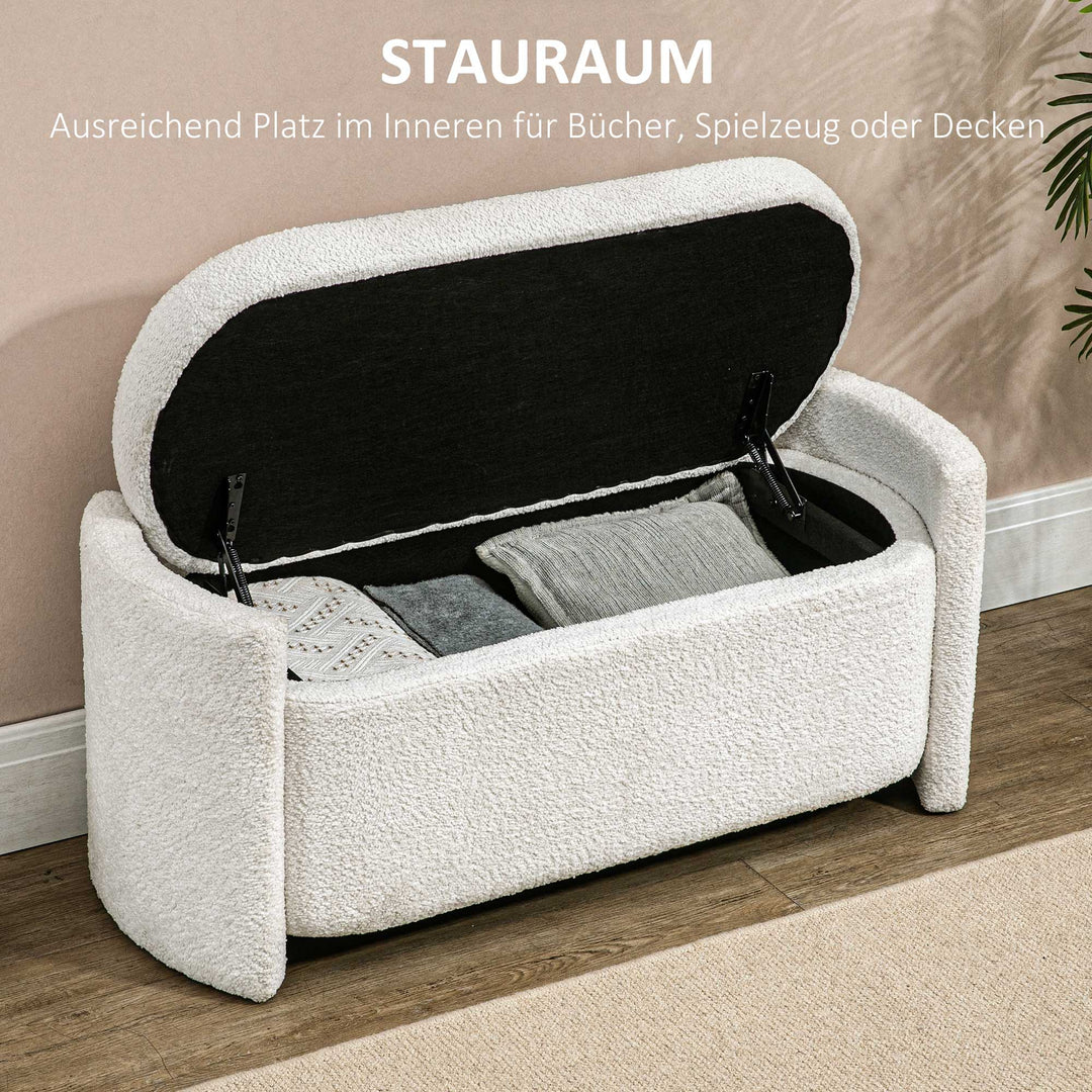 Polstret opbevaringsbænk med skobænk, 105 cm x 44 cm x 45,5 cm, creme/beige