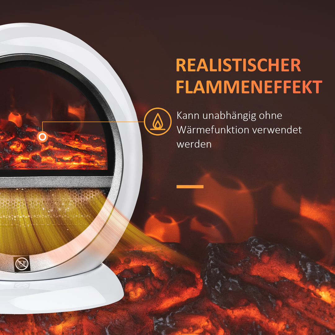 Led elektrisk pejs mini bord fritstående pejsovn med flammeeffekt 1500w abs plast hvid 30,5 x 18 x 35 cm