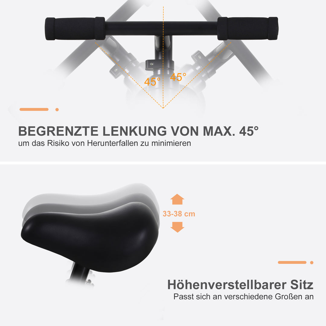 Børnebalancecykel, lærecykel, børnecykel, 2-i-1, børnecykel med støttehjul og pedaler, 2-5 år, sædehøjdejusterbar, pp, sort, 85 x b36 x h54 cm