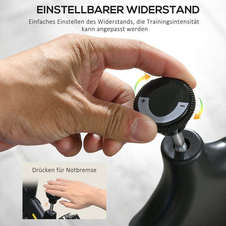 Motionscykel, stille, justerbar modstand, pulsmåler, monitor, gul