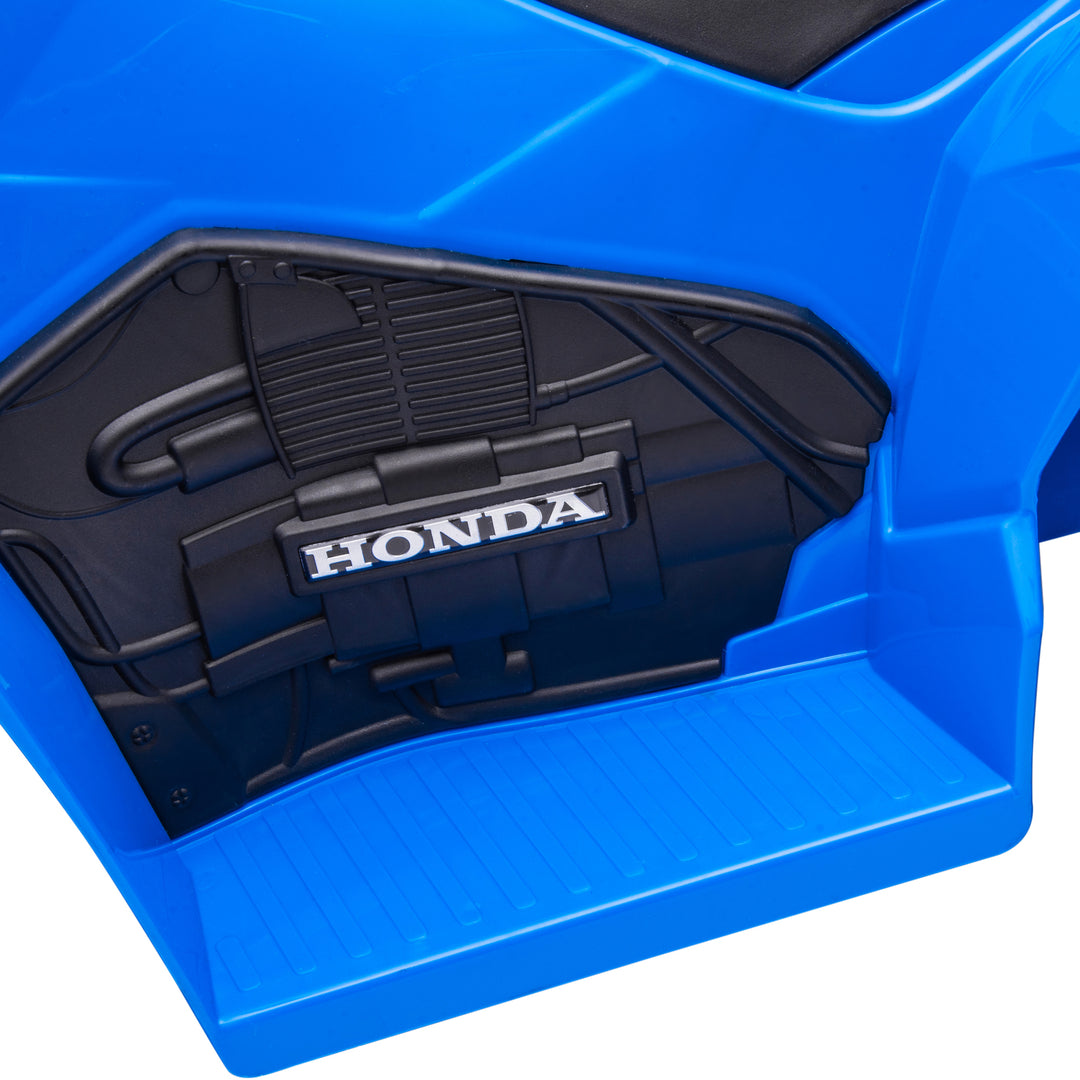 Elektrisk børne-atv, led-lys, horn, brede dæk, komfortabelt sæde, skridsikre greb, blå