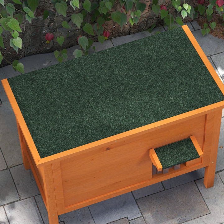 Kattehus udendørs, vejrbestandig, 1 vindue, 1 indgang, 85 x 50 x 68,5 cm, orange+grøn