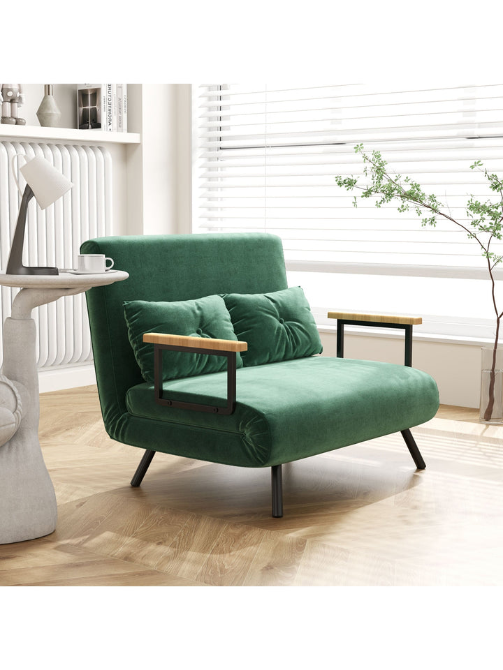 4-i-1 sovesofa med sovefunktion, fløjlslook, 183x98,5 cm, grøn