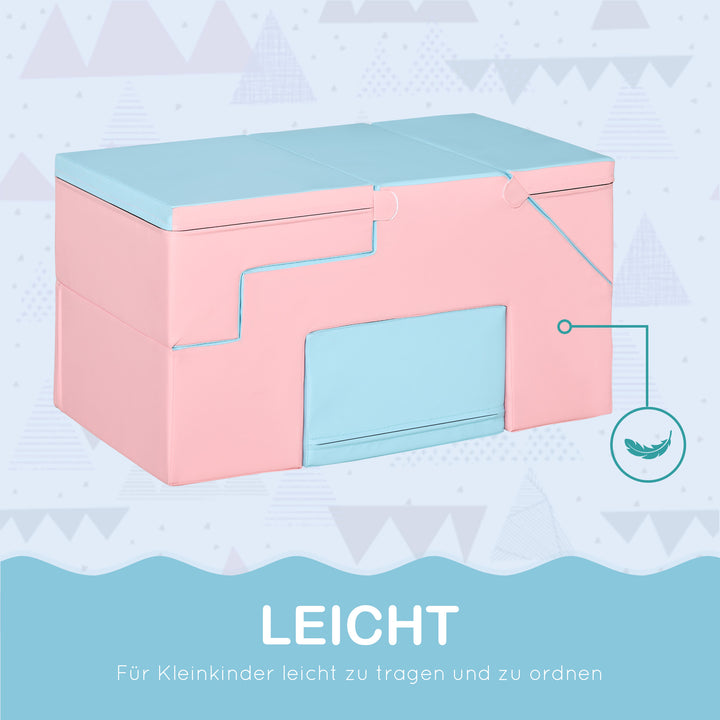 Klatre- og glidelegetøj til børn, fremmer motorikken, kunstlæder, epe-skum, 86 x 49 x 47 cm, pink + blå