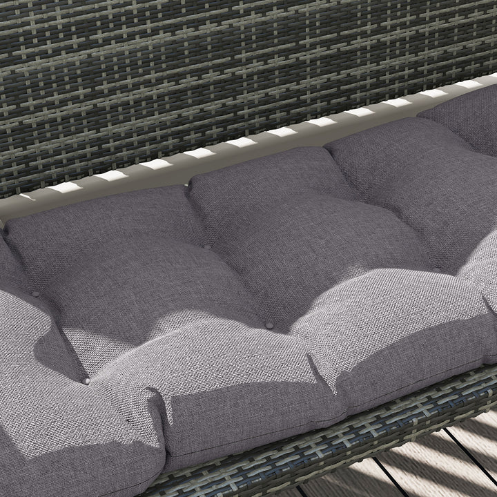 Bænkhynde 105 x 46 x 12,5 cm med bånd, udendørs siddehynde til havemøbler, bænk, grå