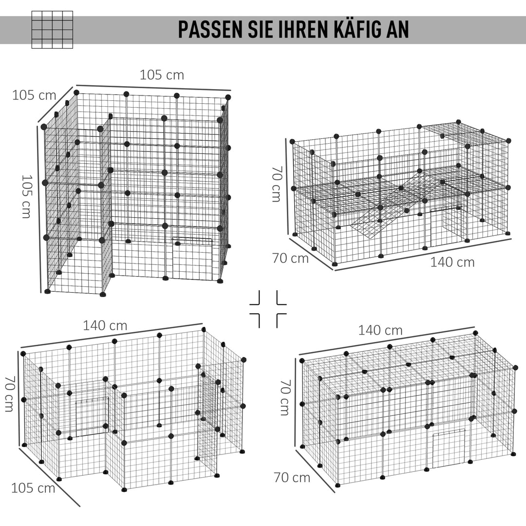 Udendørs indhegning legegård diy hvalpe legegård netindhegning til små dyr lavet af metal net barrieregitter små kæledyr legegård til indendørs 36 paneler sort 146 x 73 x 73 cm