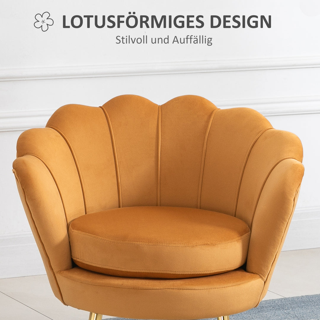Lounge chair, vintage velour lænestol, metalstel, 76 x 67 x 74 cm, gul