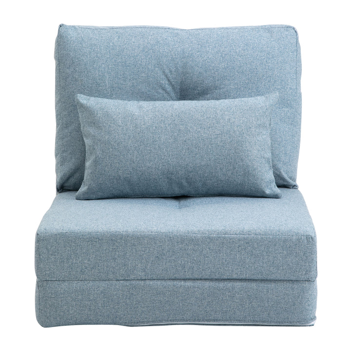 Gulvstol foldmadras liggeunderlag, 2-i-1 design, aftagelig pude, 60 x 80 x 56 cm, himmelblå