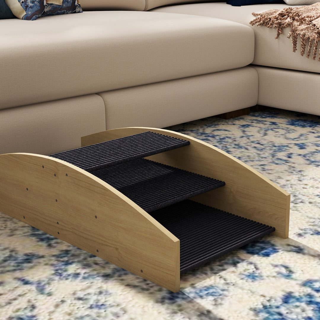 Agility hundegynge, 2-i-1 vippe og trappe, skridsikker, grantræ, 80 x 39,5 cm