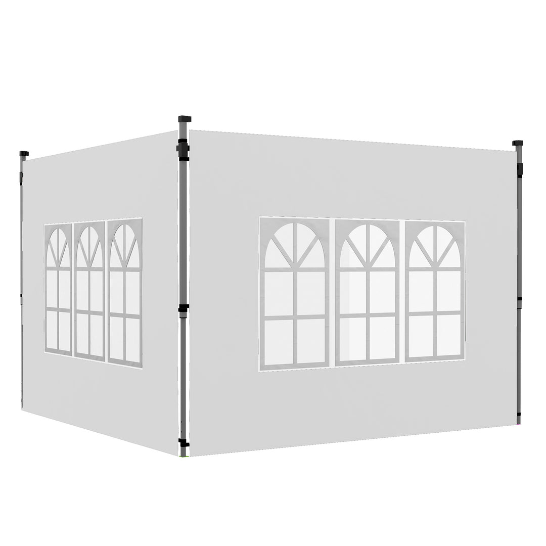 Sæt med 2 sidepaneler til 3x3/3x4 m pavillon, sidevæg med vindue, vandtæt, hvid