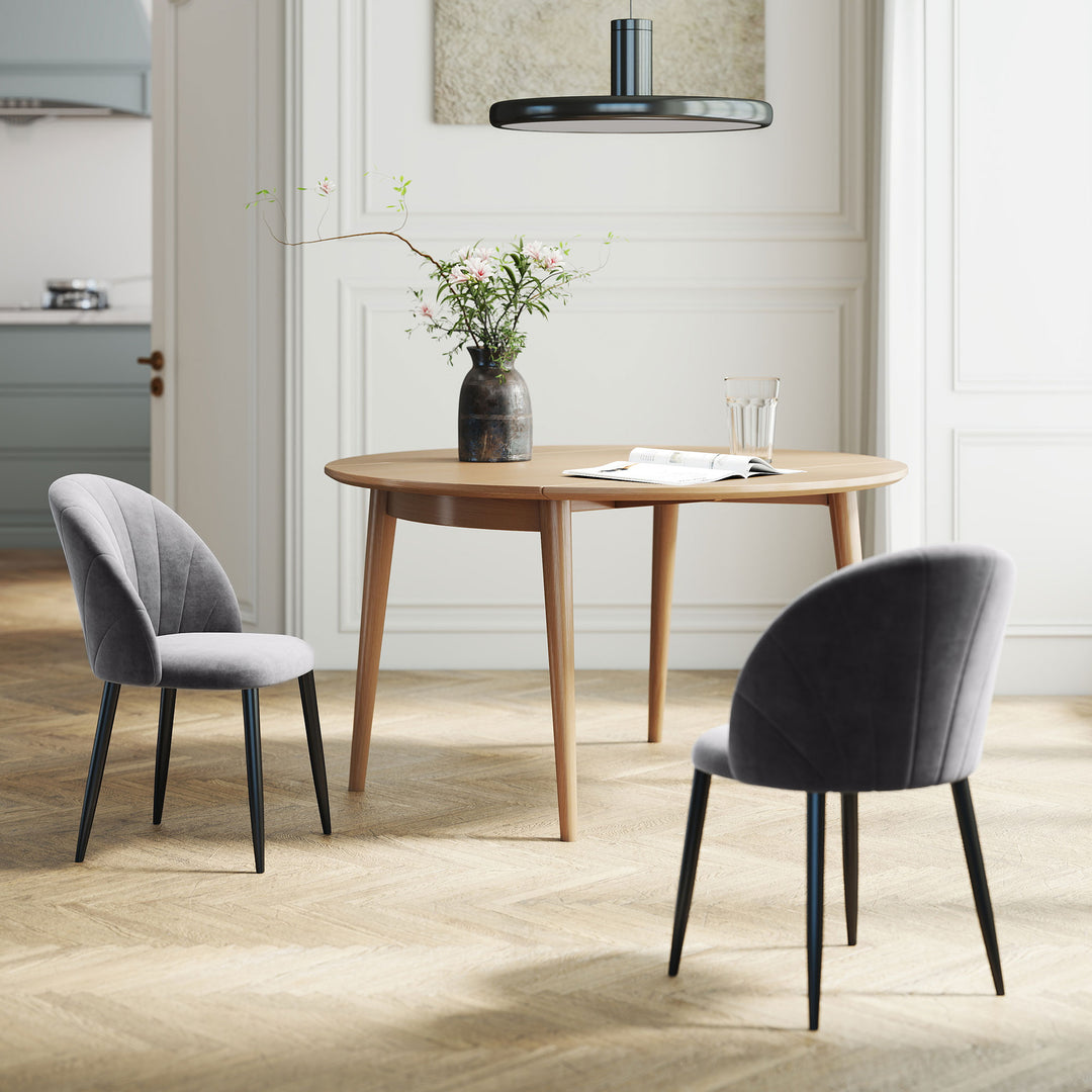 Sæt med 2 spisestuestole, accentstole, køkkenstole, retrodesign, fløjlslook, 52 cm x 54 cm x 79 cm, grå