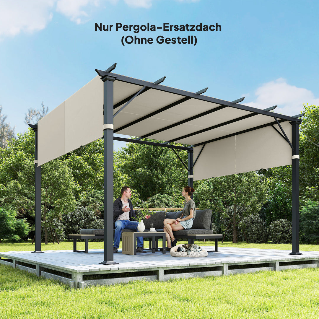 Udskiftningstag til pergola med UV-beskyttelse, solskærm til terrassetag til 3 x 3 m pavillon, cremehvid