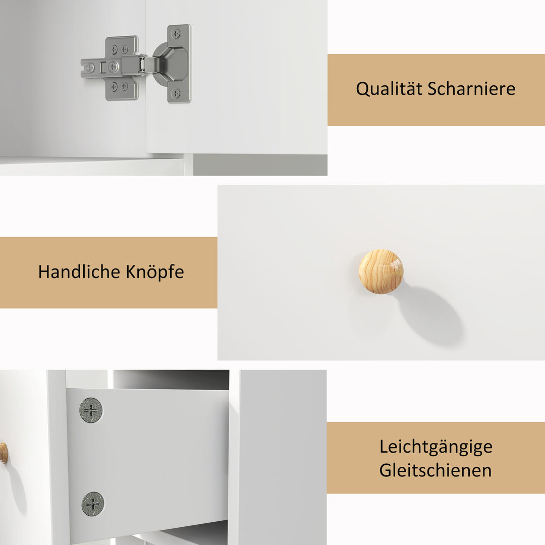 Badeværelsesskab, højt og slankt, åbne og lukkede rum, hvid