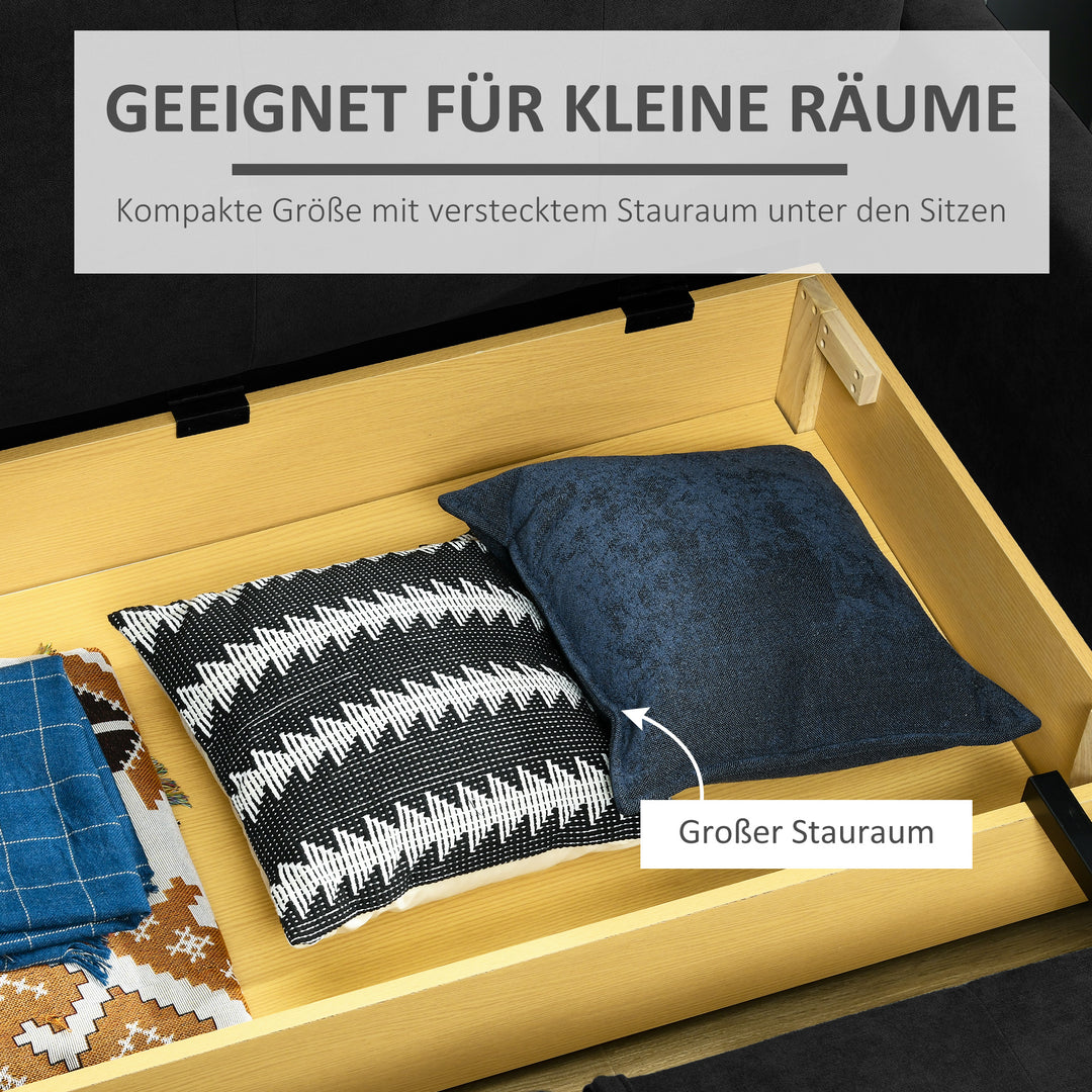 2-Personers sovesofa med skjult opbevaring, polycotton, mørkegrå