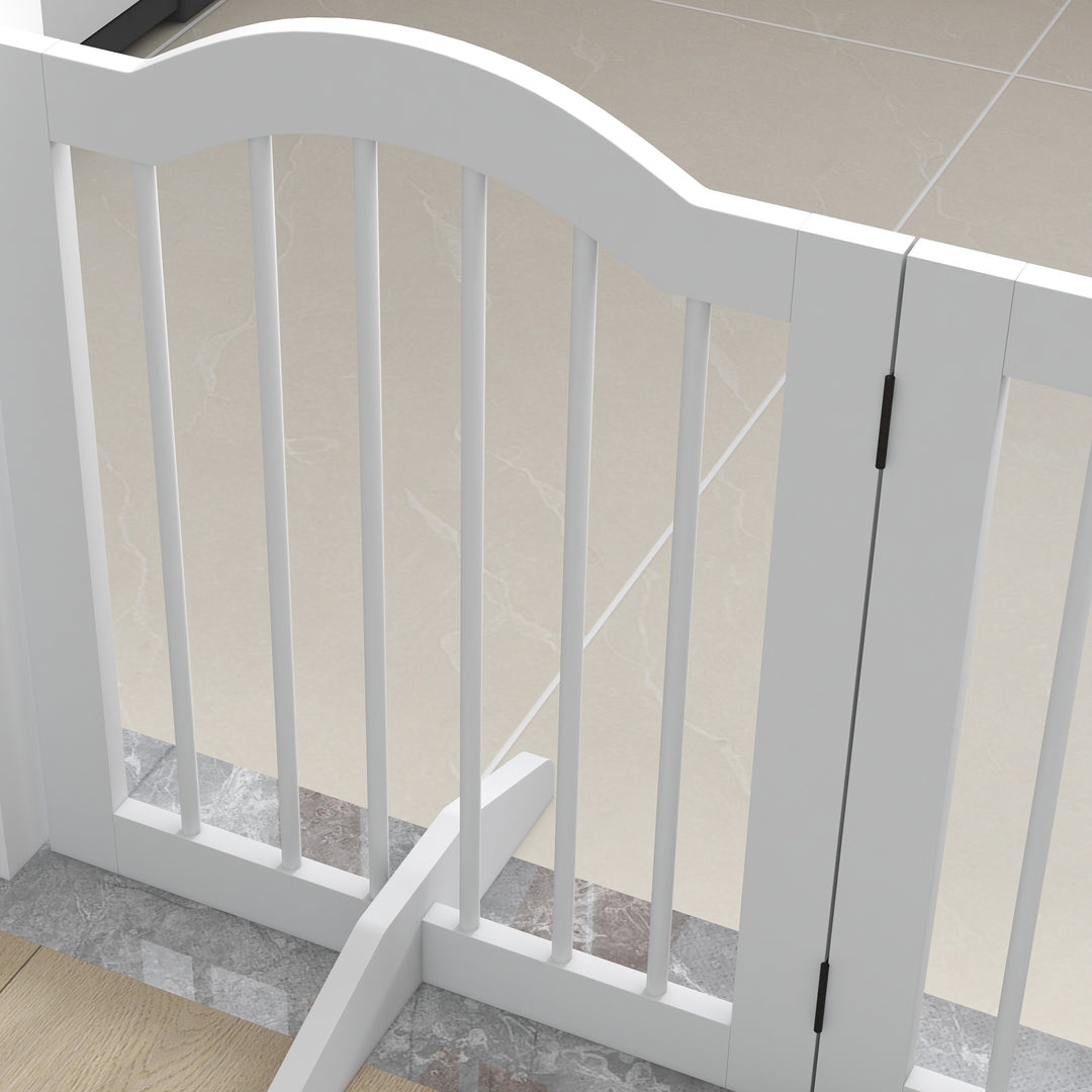 Foldbar hundegitter, 4 paneler, til trapper, gange, døre, mdf/massivt træ, hvid