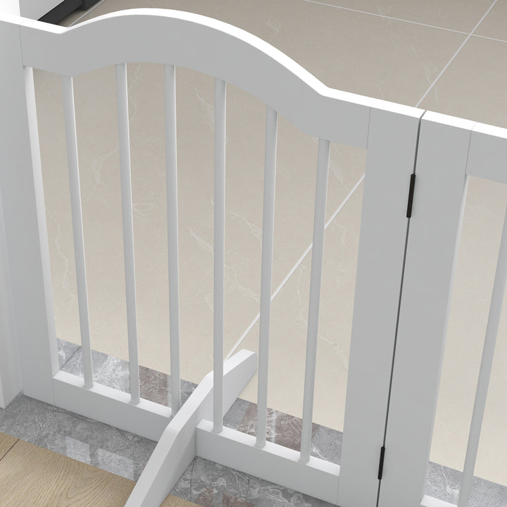 Foldbar hundegitter, 4 paneler, til trapper, gange, døre, mdf/massivt træ, hvid