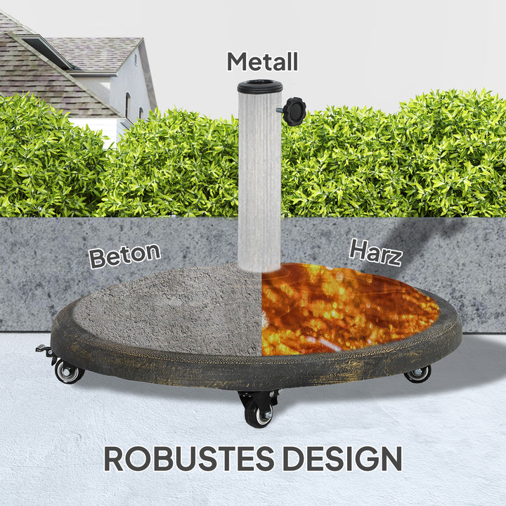 Beton parasolfod, parasolstativ med hjul, rund parasolholderstativ til parasoller 32/38/48 mm