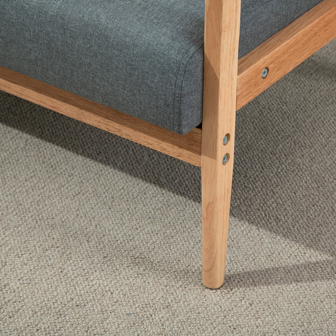 2-Personers sofa, sofa med armlæn, ryghynde, stuesofa med linnedlook, polstret sofa til stue, soveværelse 115 x 66,5 x 73 cm, mørkegrå