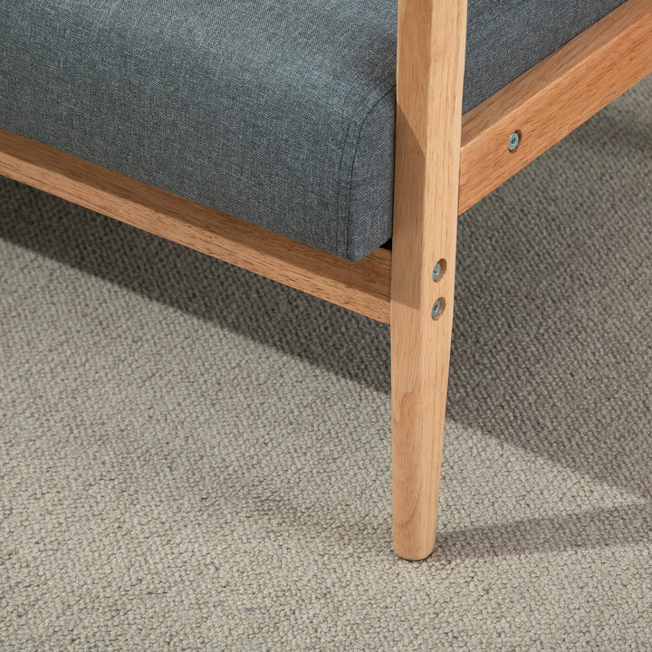 2-Personers sofa, sofa med armlæn, ryghynde, stuesofa med linnedlook, polstret sofa til stue, soveværelse 115 x 66,5 x 73 cm, mørkegrå