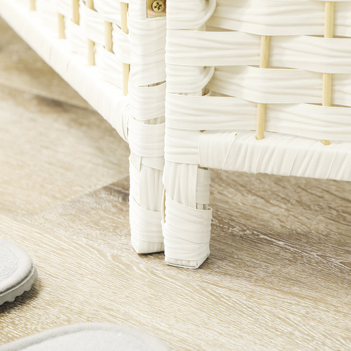 Rumdeler, 4-panels foldbar skillevæg, vævet mønster, fyrretræ, hvid