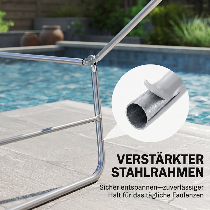 Sammenklappelig liggestol, havestol med nakkestøtte, justerbar ryglæn med 5 positioner, op til 120 kg, blå