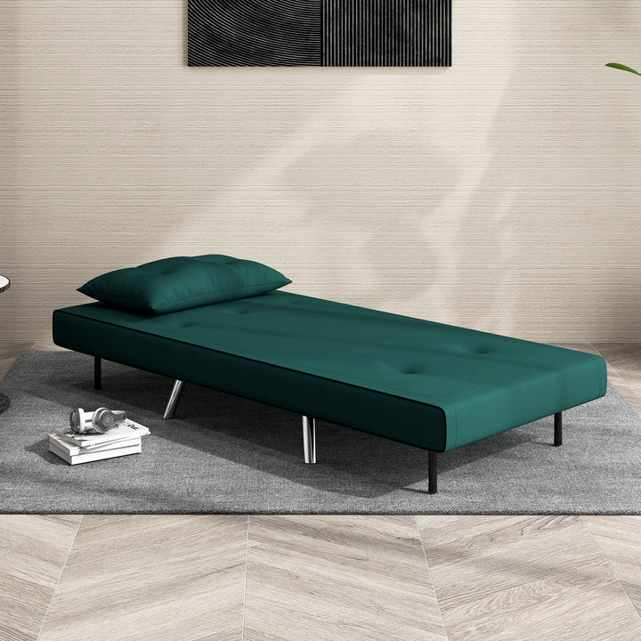 Lænestol med lænefunktion, knapsyninger, linnedlook, 77 cm x 88 cm x 83 cm, grøn