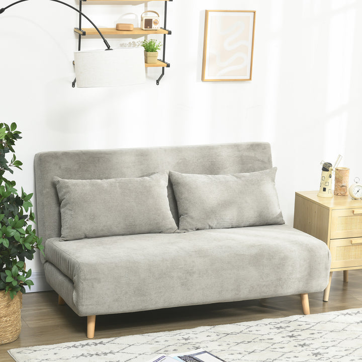 Sovesofa, gæsteseng, 3-positions justerbar ryglæn, linnedlook, op til 120 kg, 141 x 90 x 81 cm, grå