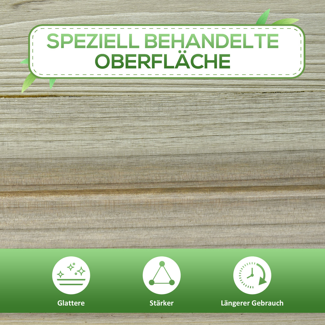 Højbed, hævet træplantekasse med bundhylde, robust konstruktion, drænhuller, 91l x 51b x 76h cm, grøn