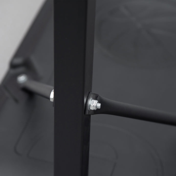 Basketballkurv, højdejusterbar, fyldbar bund, meget stabil, sort, 131 x 49 x 195-250 cm