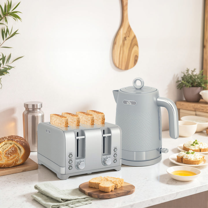 Elkedel- og brødristersæt, 1,7L 2200W hurtigkogende elkedel med termostat