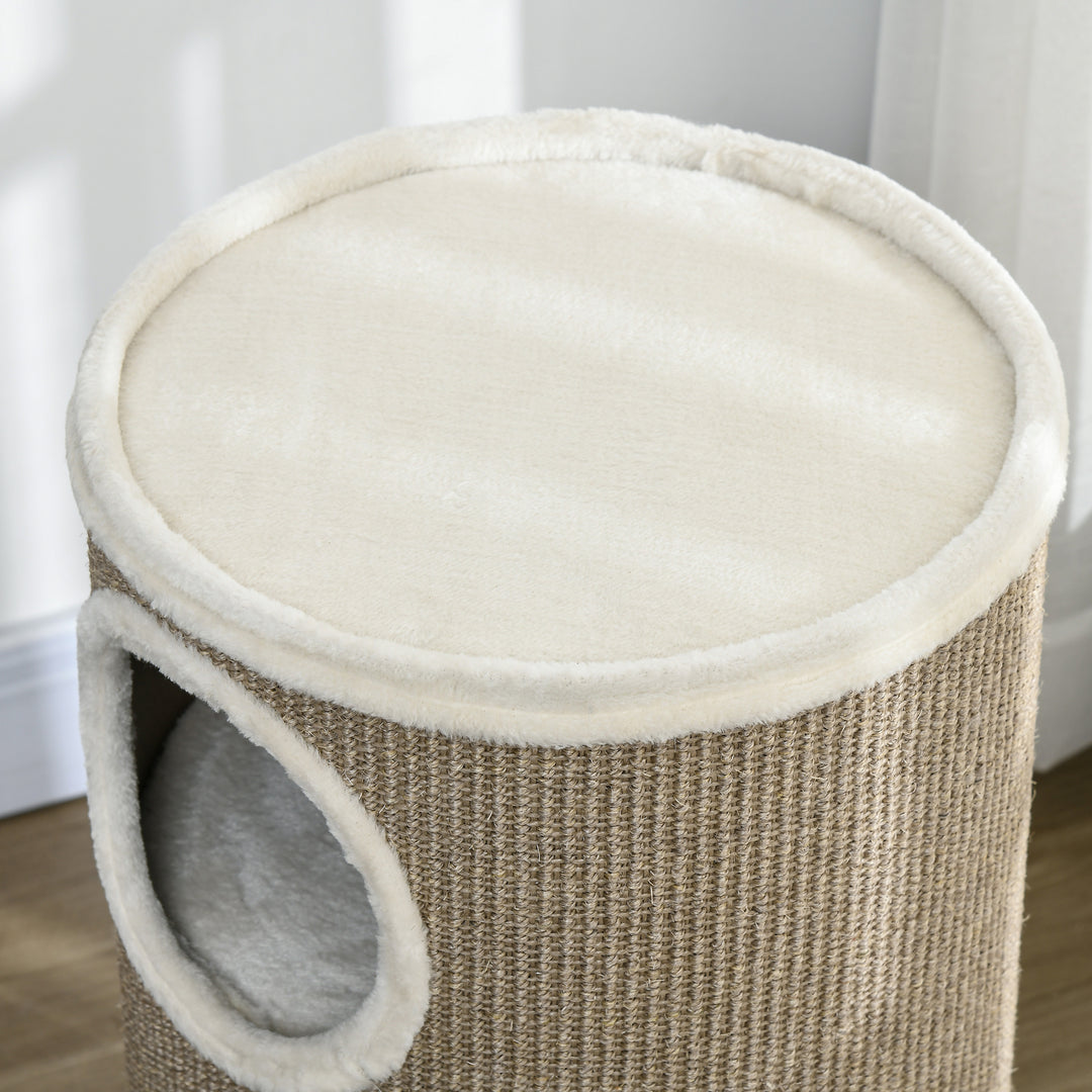 Kradsetønde til katte, blødt plys, sisal kradsetæppe, robust, 38 x 70 cm, brun
