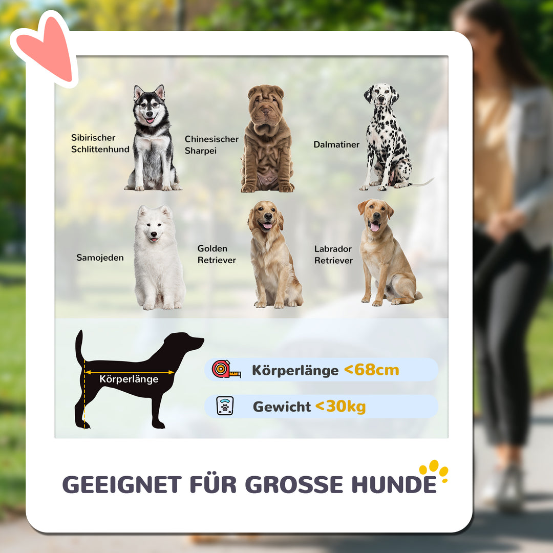 Hundeklapvogn, foldbar hundevogn til store hunde, kæledyrsklapvogn med 4 hjul, sikkerhedssnore, bremser, grå