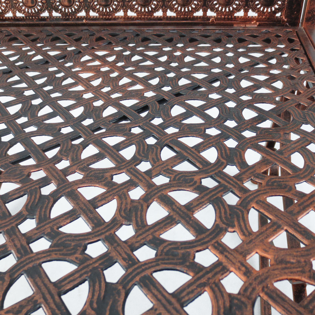 Havebænk gyngestol parkbænk 2-personers metal (model 3/ bronze-rød)