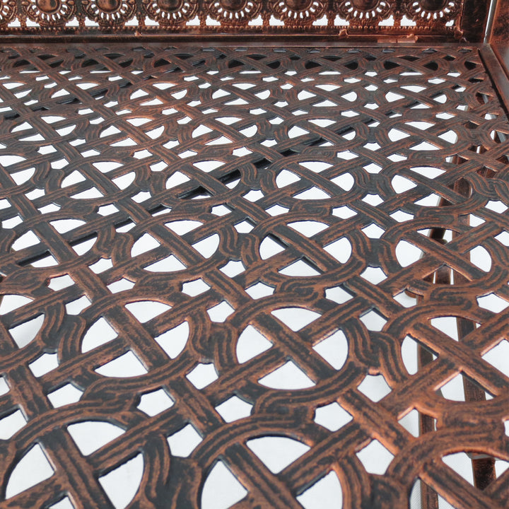 Havebænk gyngestol parkbænk 2-personers metal (model 3/ bronze-rød)