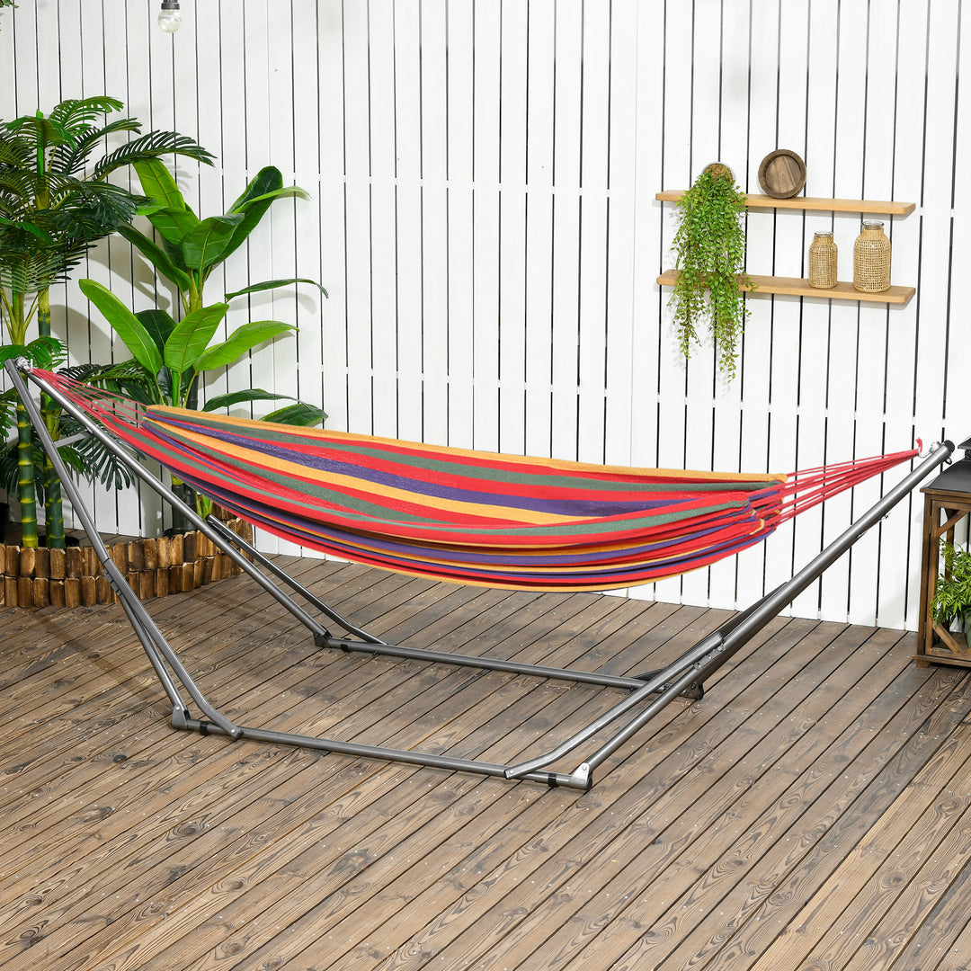 2-i-1 hængekøjestativ, vejrbestandigt, tørrestativ til tøj, 290 cm x 92 cm x 88 cm, sort