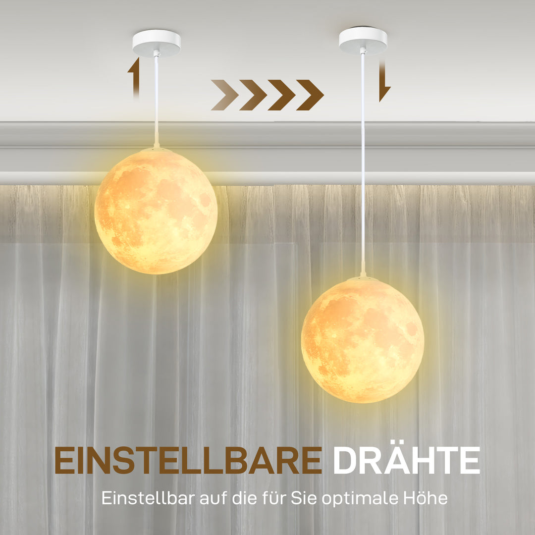 Månelampe, 3d-print, app-styring, musikkompatibel, forskellige lystilstande, hvid