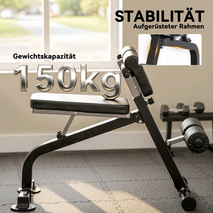 Træningsbænk, vægtbænk, fitnessbænk, stålramme, sort