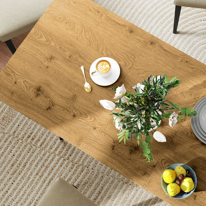 Udtrækkeligt spisebord, udvideligt bord til 6-8 personer, køkkenbord med massive stålben