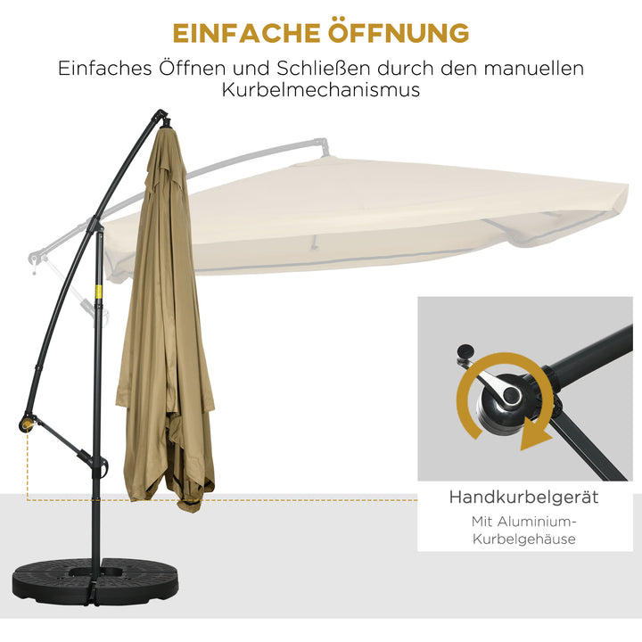 Parasol med myggenet, inklusive håndsving, ventilationsåbning, 295 cm x 295 cm x 260 cm, hvid + sort