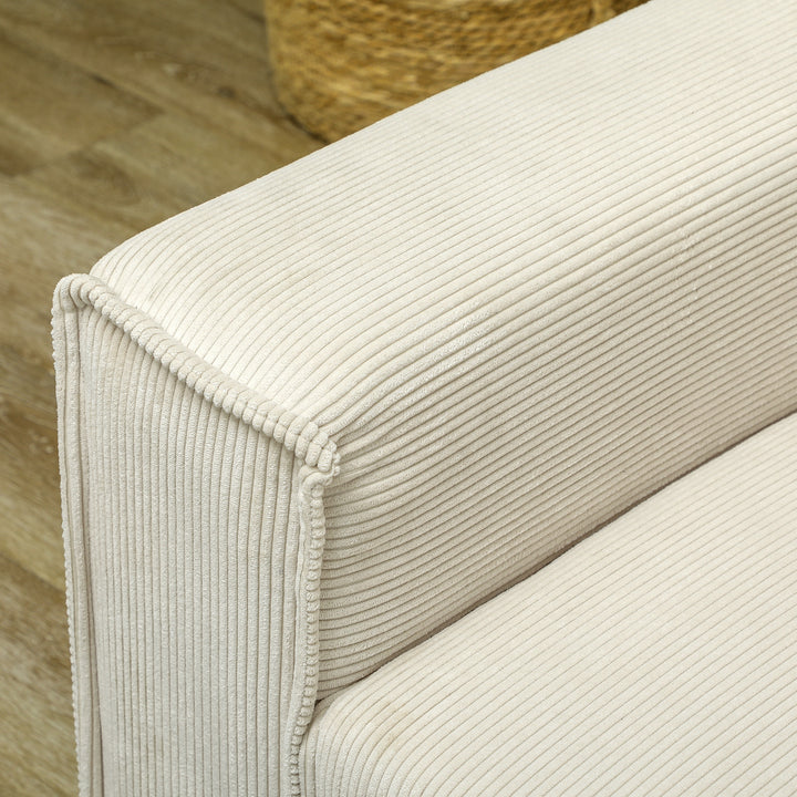 Moderne 3-personers sofa, blød sofa med ryghynder, polstret sofa til stue, soveværelse, hjemmekontor, cremehvid