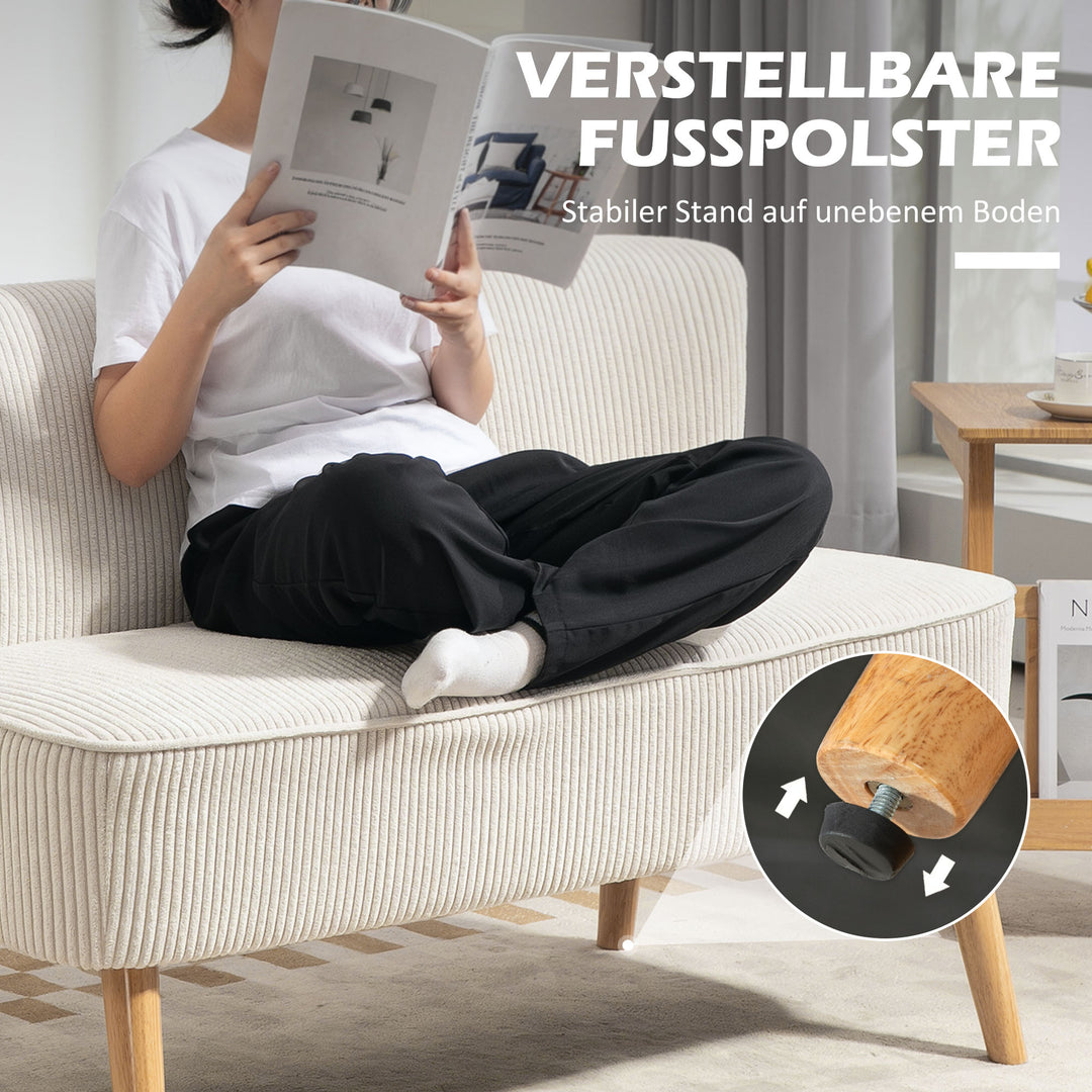 2-Personers sofa, blød polstring, letplejeligt betræk, bæreevne op til 150 kg, 117 x 56,5 x 77 cm, cremehvid