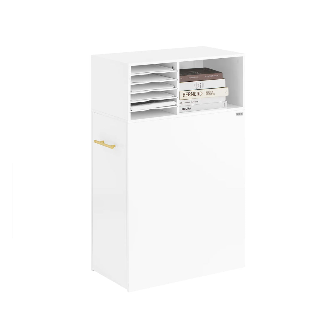 Kontorskab med hylder og 1 udtrækkelig skuffe, 60 x 33 x 100 cm, hvid