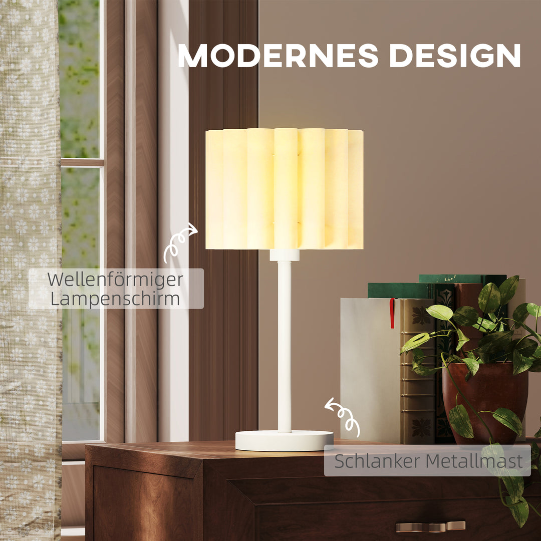 Bordlampe i retrostil, natlampe, plastikskærm, knapkontakt, hvid