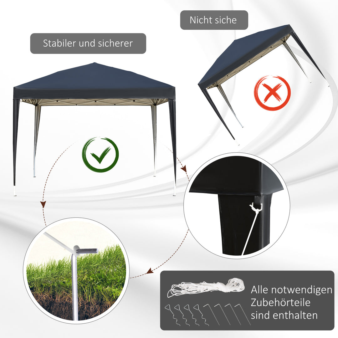 Pavillon, 2,95 x 2,95 m Pop-up foldbar pavillon, havepavillon, festtelt, UV-beskyttelse, stål + oxfordstof, sort