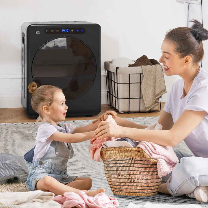 Tørretumbler, 6 programmer, 40-60°c, 4 kg kapacitet, kompakt, touch-betjening, sort