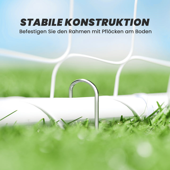 Fodboldmål til kamp og træning, UV-bestandigt, robust, jordankre, hvidt