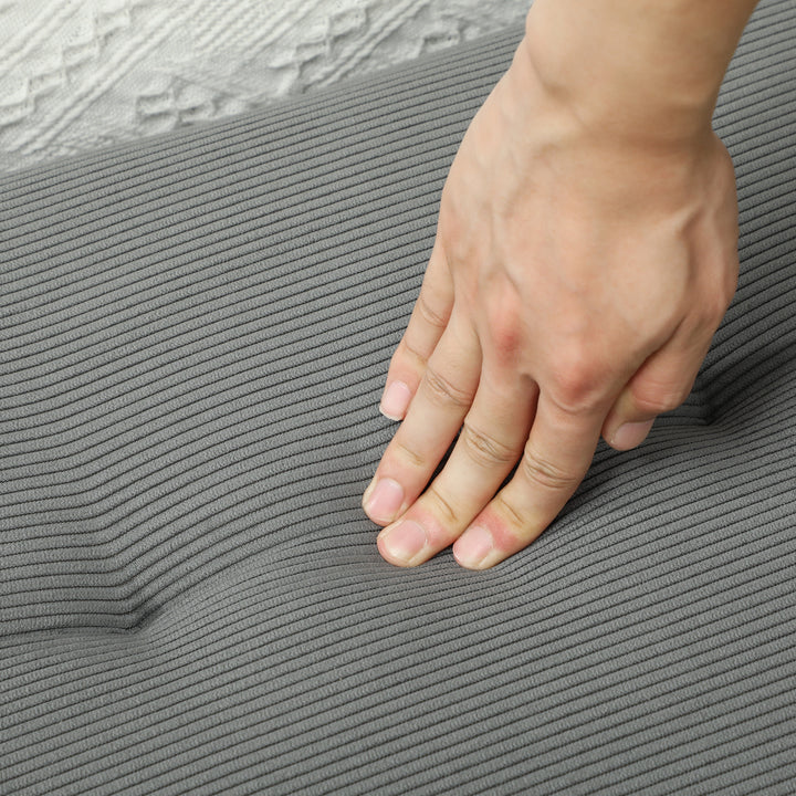 Polstret bænk med snorbetræk, sengebænk med metalben, skobænk 100 x 36 x 45 cm grå