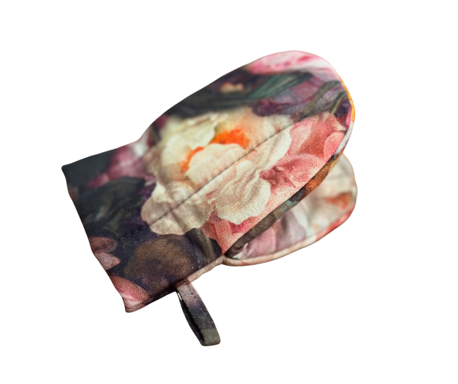 Lille ovnhandske med dobbelt uldfyld i 100% bomuld, Francine Black kollektion