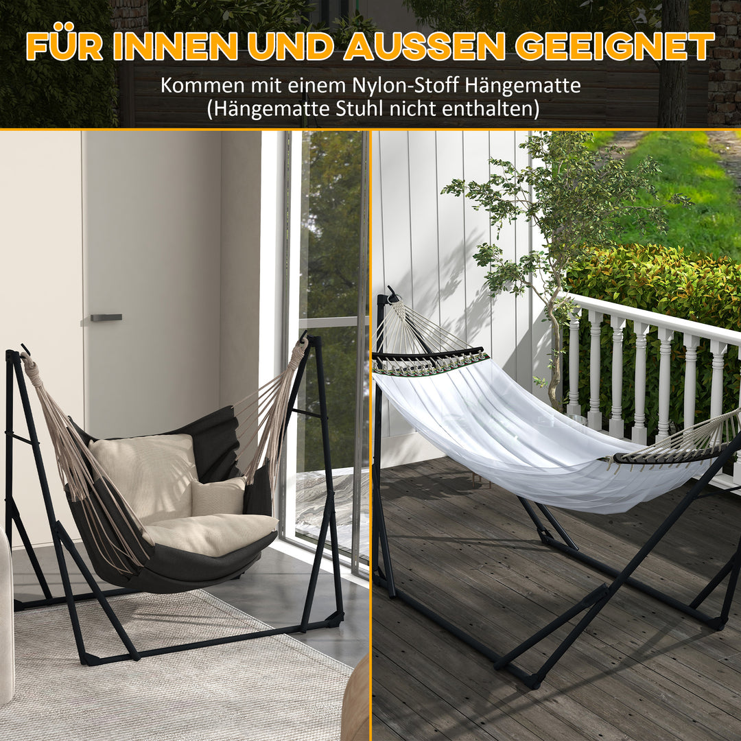 Hængekøjestativ inklusive hængekøje, 263 cm x 89 cm x 100 cm, sort + hvid